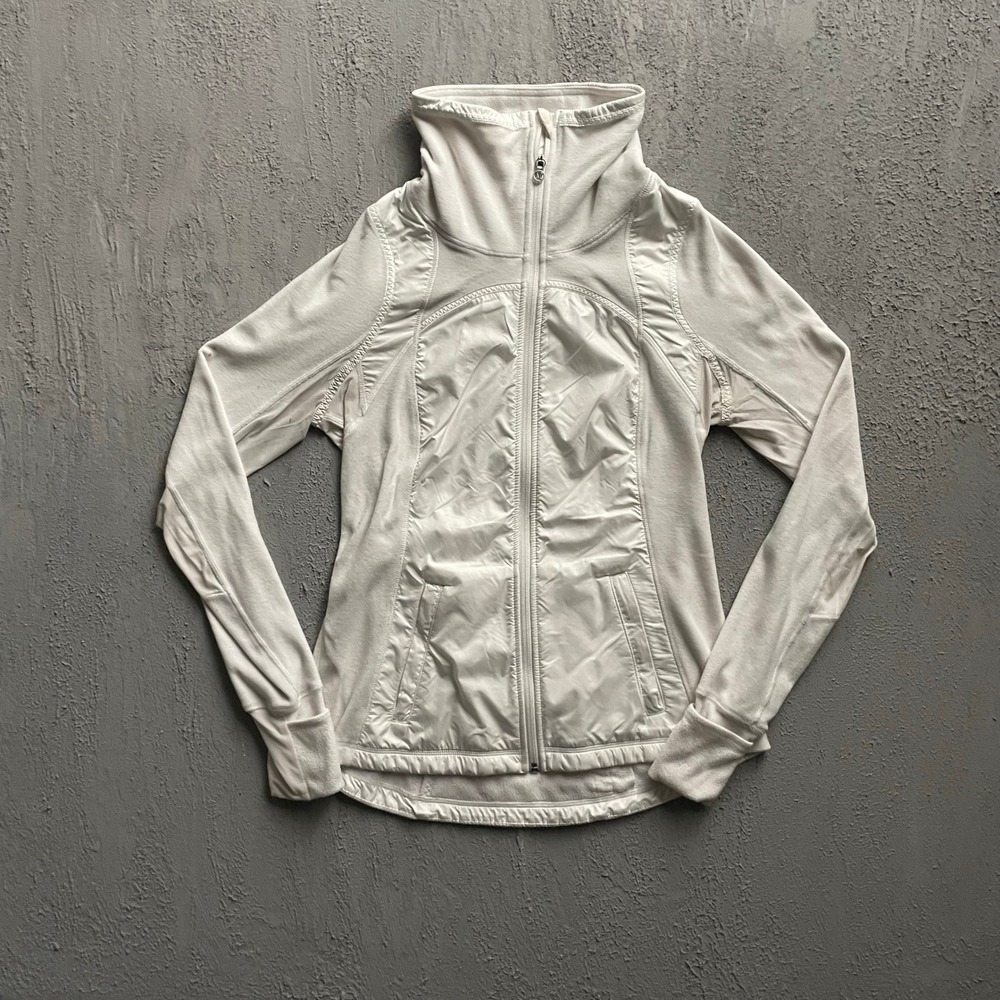 Lululemon Fluff Off Jacket Full Zip Funnel Neck Women Size 8 White Lululemon
